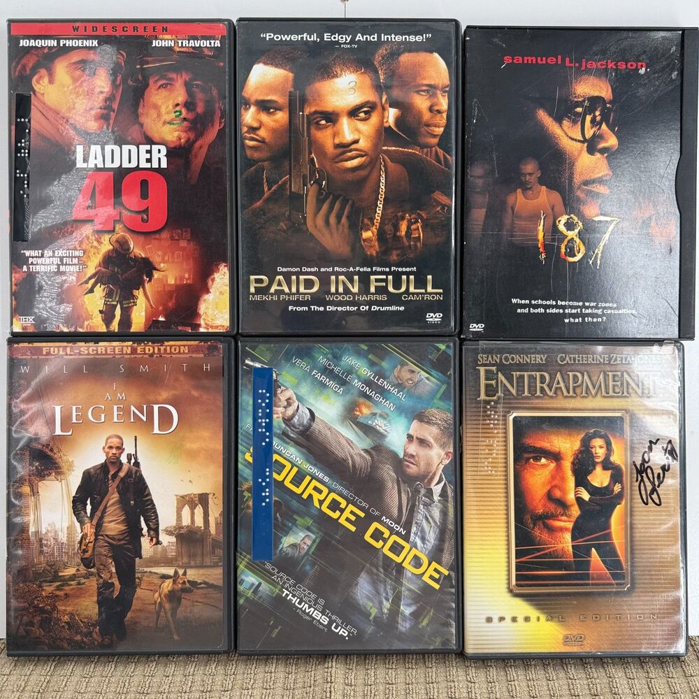 DVD Movie Lot of 6 Action Thriller Films – Ladder 49, I Am Legend, Source & More